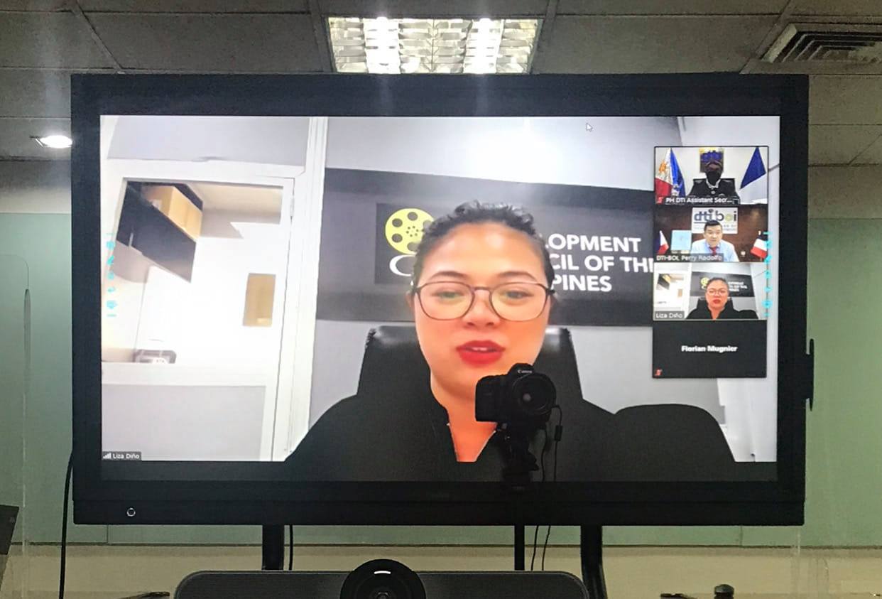 FDCP Chairperson and CEO Liza Diño at the 9th Philippines-France Joint Economic Commission (JEC) Meeting that was held via video conference on July 2. Photo courtesy of DTI Assistant Secretary Allan Gepty