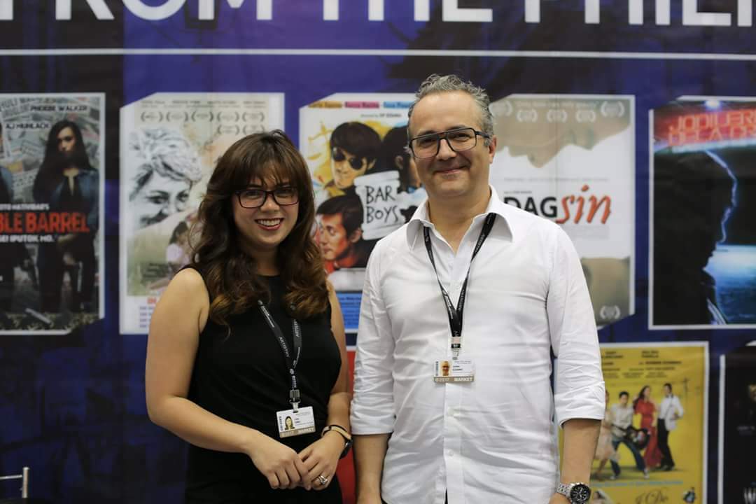 FDCP Chairperson and CEO Liza Diño and CNC Bilateral Affairs Advisor Julien Ezanno at the Philippine Pavilion of the 2017 Asian Film Market in Busan, South Korea_0.jpg